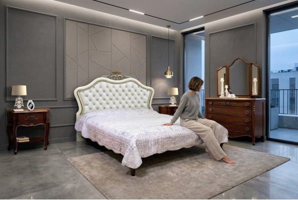 Cama doble dormitorio muebles en madera maciza Vaccari cav giovanni Cama Nueva