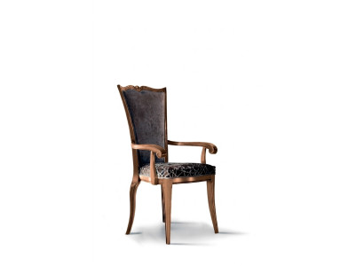 Silla de comedor Art déco con reposabrazos, sillas de comedor de diseño en textil de lujo.