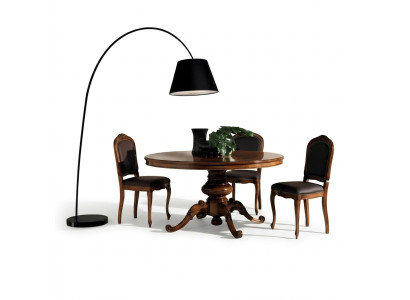 Mesa de comedor redonda de lujo en madera maciza de Italia.