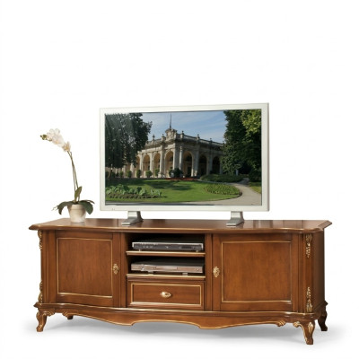 Mueble de TV RTV para salón, diseño de estantería de madera marrón, estantes, bajo italiano, nuevo.