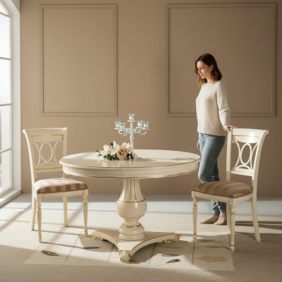 Grupo de 2 sillas de comedor de madera de lujo, juego de muebles de comedor.