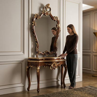 Mesa de consola Espejo Conjunto de aparador Nuevo Madera Muebles italianos Estilo StileElisa