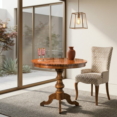Mesa de comedor de lujo redonda de madera maciza italiana nueva, mesas de comedor redondas muebles.