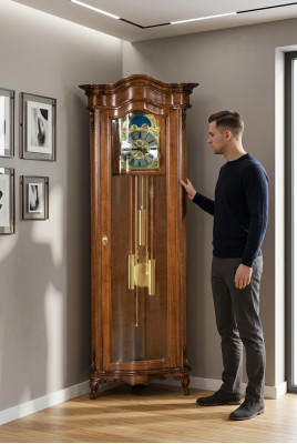 Reloj de pie Reloj de esquina Sala de estar Madera maciza Relojes de madera Mobiliario italiano
