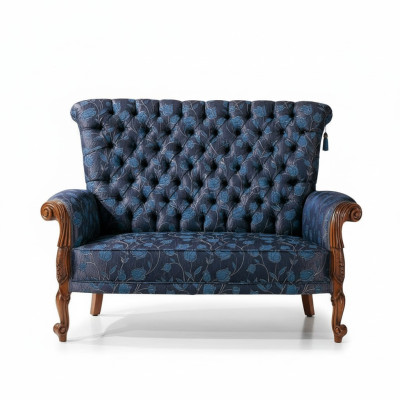 Sillón italiano con diseño de tapicería en textil de una plaza, sofá con tapizado de un asiento.