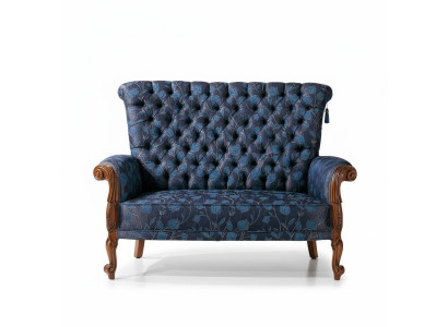 Sillón italiano con diseño de tapicería en textil de una plaza, sofá con tapizado de un asiento.