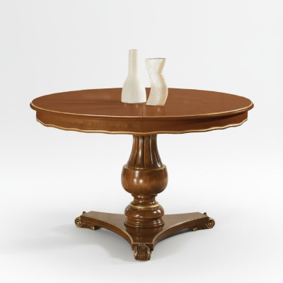 Mesa redonda de lujo de madera maciza en Italia, mesas de comedor redondas, mesa de comedor nueva.