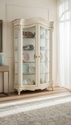 Vitrina de cristal Gabinete Vitrina Sala de estar Madera Credenza Muebles italianos Estante
