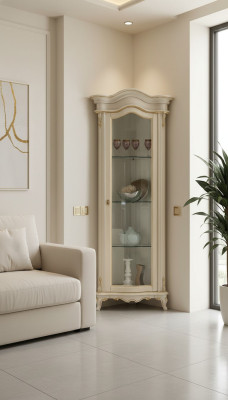 Masivo armario de vidrio de vitrina de madera real, muebles de sala de estar de vitrina de madera real