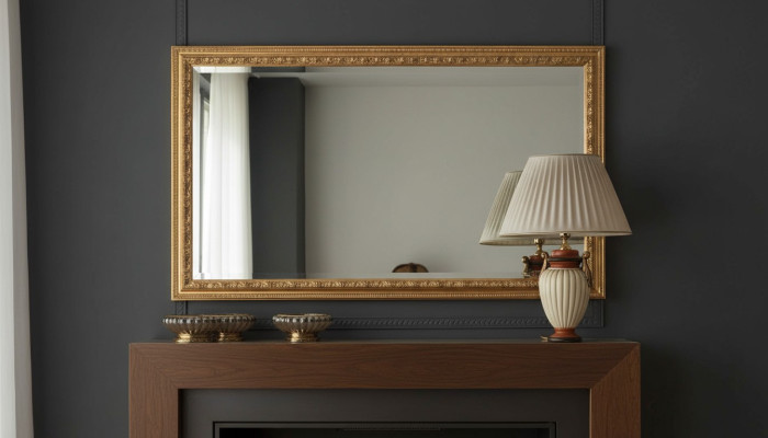 Espejo de diseño clásico italiano, muebles espejo de pared de madera dorada, muebles nuevos.
