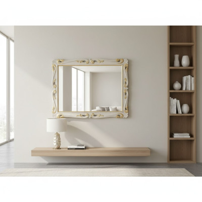 Espejo de diseño clásico Espejo de pared italiano Espejo de pie de madera italiano Nuevo