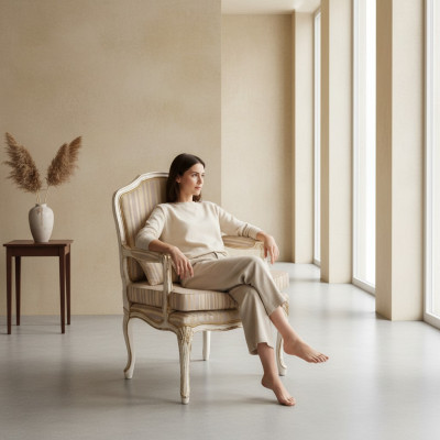 Sillón de 1 plaza Sofás Asiento Tela Salón Textil Lujo Muebles Estilos Thorn Elisa