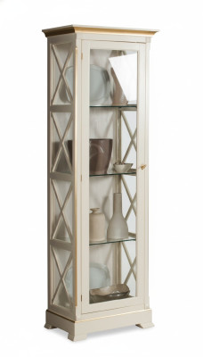 Masivo armario de madera con vitrinas de cristal, vitrina de madera maciza, mueble de salón, aparador.