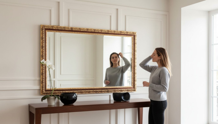Italian Classic Designer Mirror Furniture Wall Mirror Wood Gold New Furniture