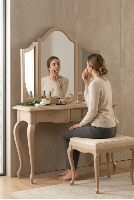 Vanity with mirror bedroom furniture design bedside table stool 2pcs. New