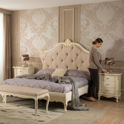 Cama Muebles Cama doble Madera natural Muebles de dormitorio Diseño Camas Muebles Italia