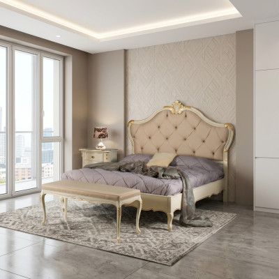 Cama Muebles Cama doble Madera natural Muebles de dormitorio Diseño Camas Muebles Italia