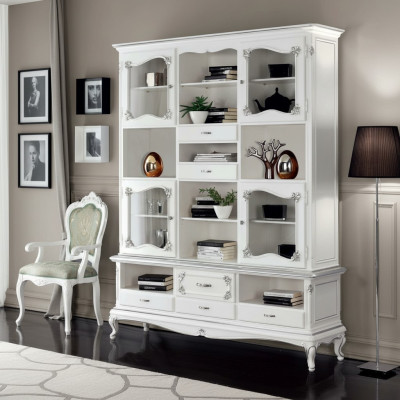 Vitrina de sala de estar, armario, estante de libros, aparador, muebles clásicos, estantes de madera.