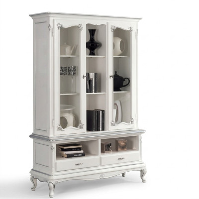 Vitrina de salón armario librería aparador muebles clásicos estanterías de madera.