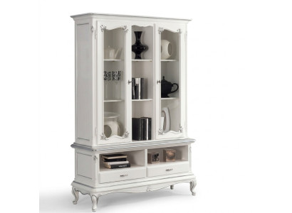 Vitrina de salón armario librería aparador muebles clásicos estanterías de madera.