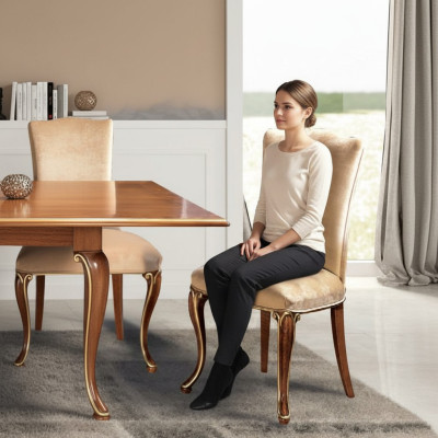 Silla de madera Muebles italianos Sillas de comedor Diseño de lujo Sillón de diseño Madera maciza