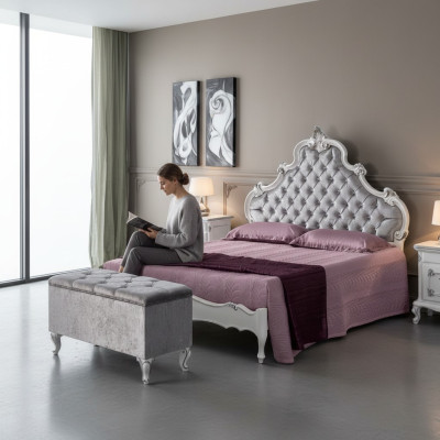 Cama dormitorio diseño camas madera cama doble muebles italianos Chesterfield