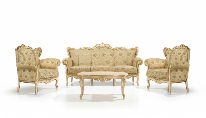 Mueble de asiento italiano. Muebles clásicos. Set de asientos acolchados. Sofá. Sofá. Nuevo