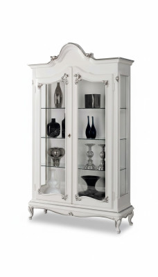 Vitrine Blanca Armario de vidrio Diseño Armario clásico de lujo de madera Nuevo