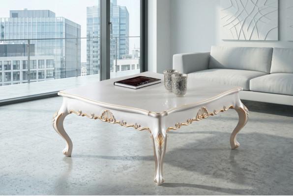 Mesa de centro Mesa auxiliar Sala de estar Madera Mesas Auxiliar Estilo italiano Mesa Blanca