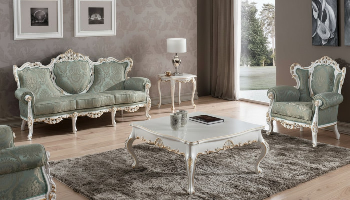 Juego de sofás Set Sofá Muebles clásicos de estilo barroco Sala de estar Sofá 5 piezas. Sofá Mesa