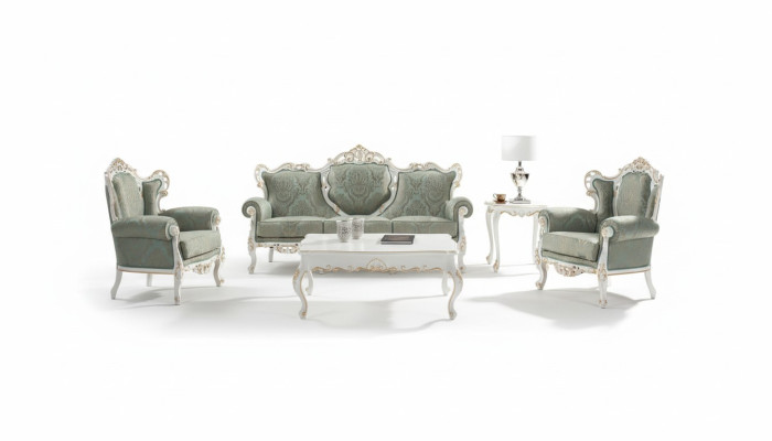 Juego de sofás Set Sofá Muebles clásicos de estilo barroco Sala de estar Sofá 5 piezas. Sofá Mesa