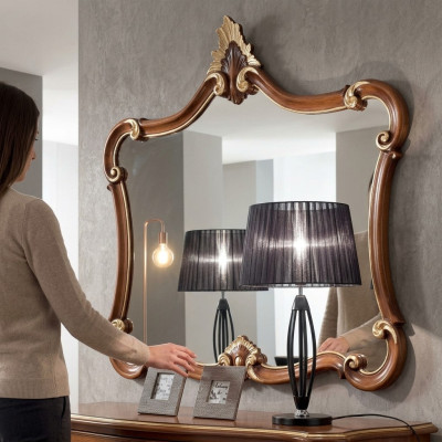Espejo de pared italiano Espejo clásico Muebles de madera de lujo Mobiliario nuevo