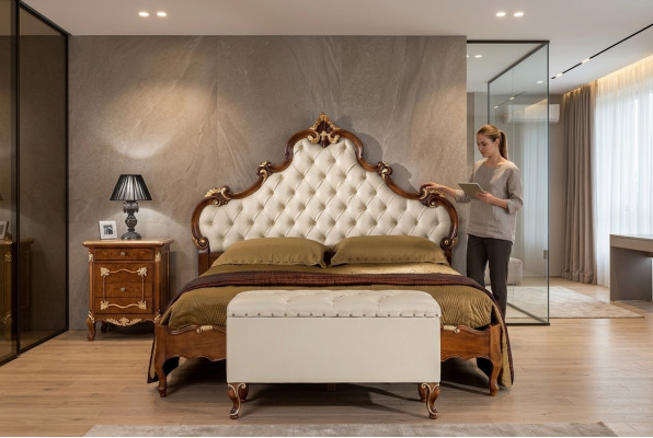 Muebles de cama Cama doble Chesterfield Muebles de dormitorio Camas Muebles Italia Nuevo