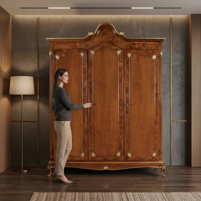 Armario de madera Robusto Armario Guardarropa de dormitorio macizo Madera de muebles de dormitorio de madera real Nuevo