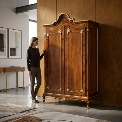 Armario de madera, armario, armario de madera maciza, muebles de dormitorio de madera real, nuevo.
