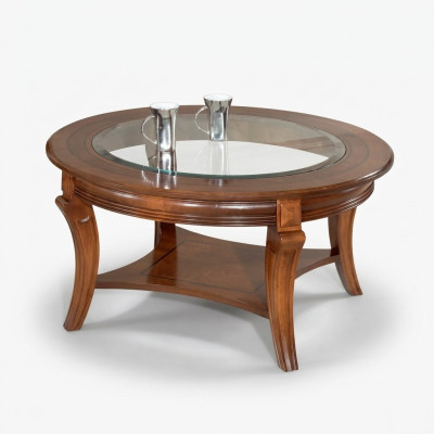 Mesa de centro de madera mesa de diseño mesas de mueble italiano mesa de vidrio redonda mesa marrón