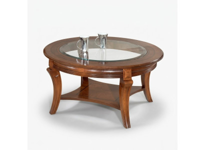 Mesa de centro de madera mesa de diseño mesas de mueble italiano mesa de vidrio redonda mesa marrón