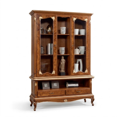 Vitrina Gabinete de vidrio Armarios Vitrinas Madera Aparador Muebles italianos Marrón