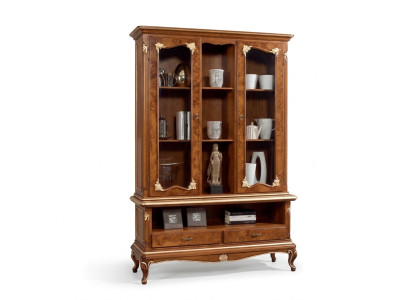 Vitrina Gabinete de vidrio Armarios Vitrinas Madera Aparador Muebles italianos Marrón
