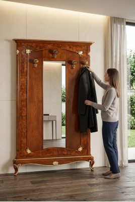 Perchero de pared de pie de madera Ropa italiana de madera.