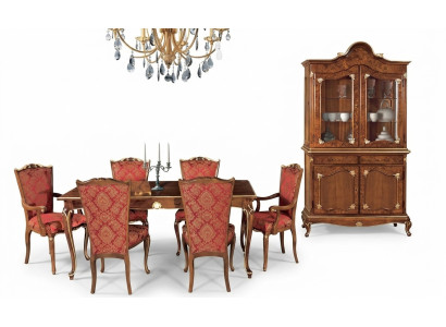 Mesa de comedor italiana + 6 sillas con respaldo, conjunto de comedor de 7 piezas.