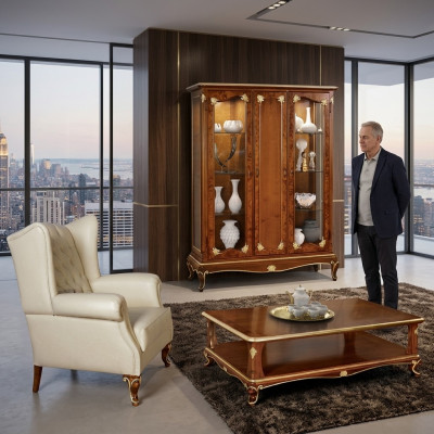 Clásica vitrina Mueble de salón Conjunto de muebles Armario con mesa de centro Vitrina Italia