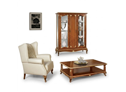 Clásica vitrina Mueble de salón Conjunto de muebles Armario con mesa de centro Vitrina Italia