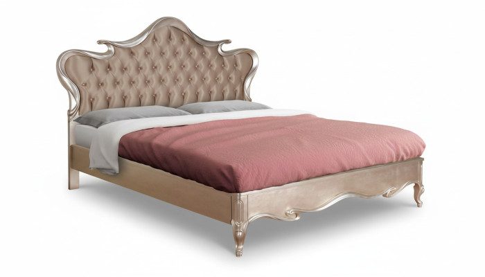 Cama Chesterfield acolchada de diseño de lujo doble para hoteles, nueva de madera italiana.