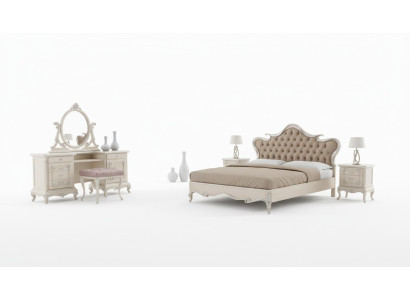 Set de dormitorio de lujo cama mesitas de noche taburete tocador espejo completamente nuevo
