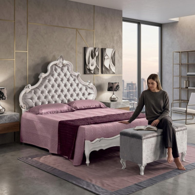 Chesterfield Bett Tapizado Diseño Lujo Cama Doble de Hotel Camas Italianas de Madera Nueva