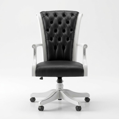 Silla de oficina de madera, sillón de director Chesterfield, muebles italianos, silla giratoria, sillón.