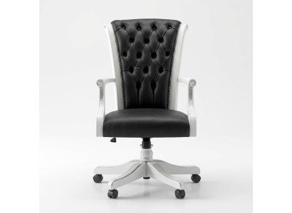 Silla de oficina de madera, sillón de director Chesterfield, muebles italianos, silla giratoria, sillón.