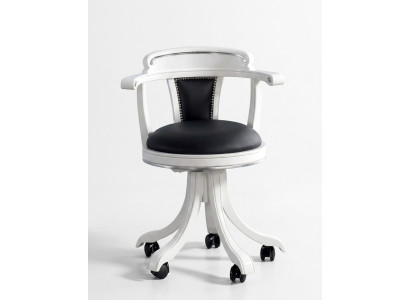 Silla de oficina de madera estilo Chesterfield de lujo italiano, giratoria, color negro, nueva.