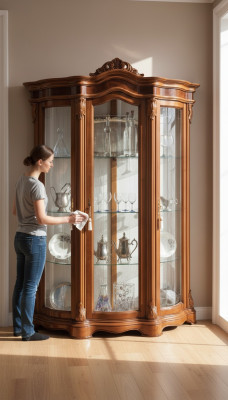 Vitrina de cristal Armario de vidrio Vitrina Sala de estar Madera Aparador Muebles italianos Estante